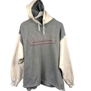 Drexel University Sweatshirt Unisex Large Gray Pullover Hoodie Drawstring Waist